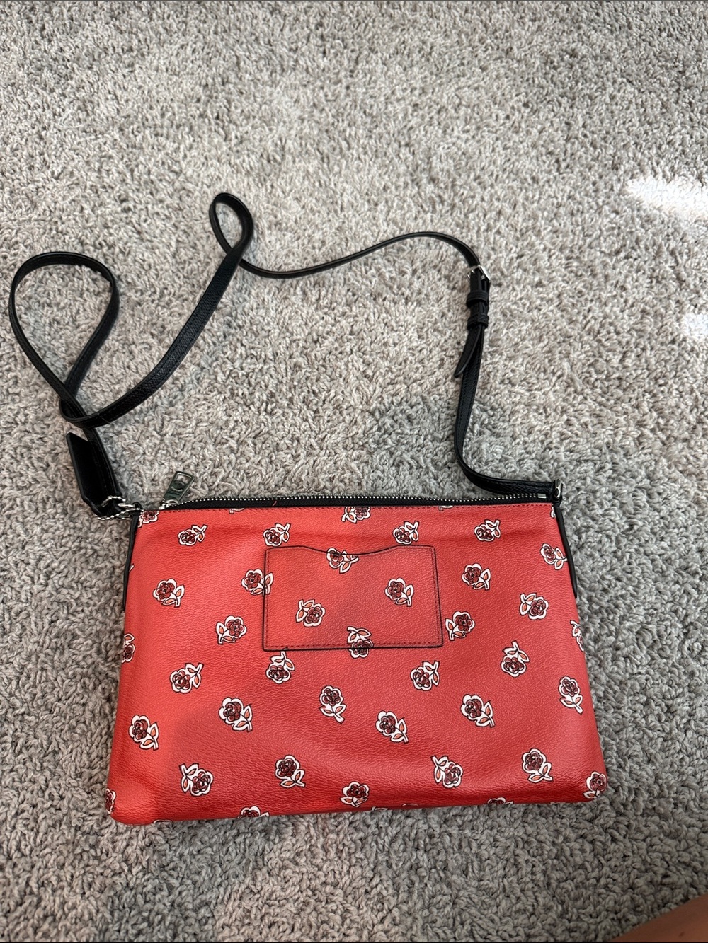 Coach Red Floral Crossbody Bag with Black Strap - Picture 7 of 10